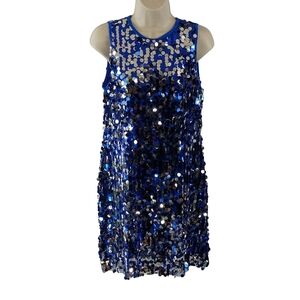 Blue And Silver Sequin Sleeveless Mini Dance Dress